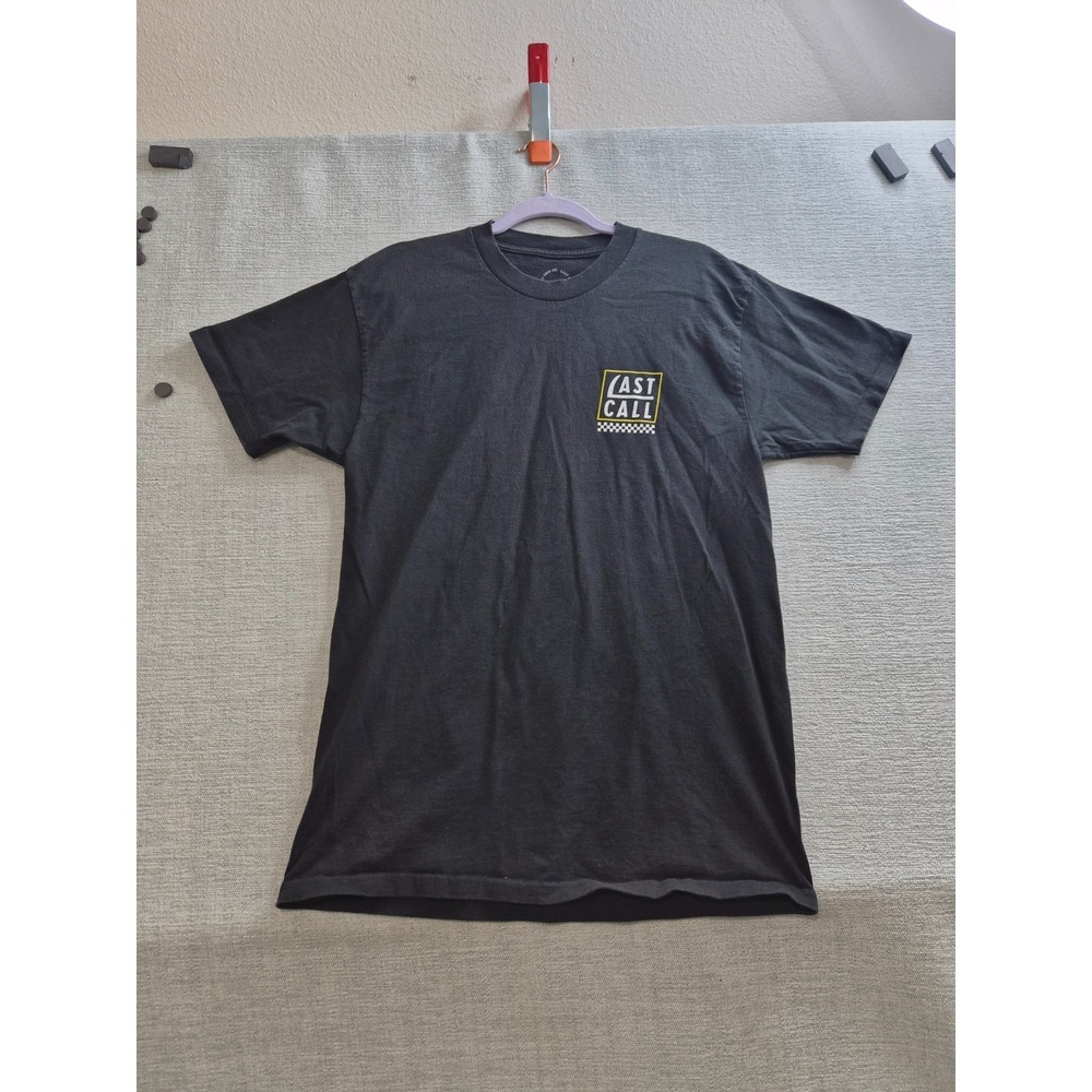 Last Call Co T-Shirt Mens Medium Black Graphic Nice Guys Finish Last Grim Reaper